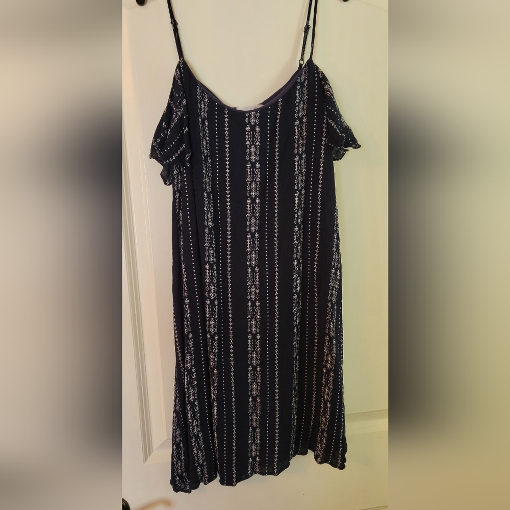 Navy cold shoulder dress